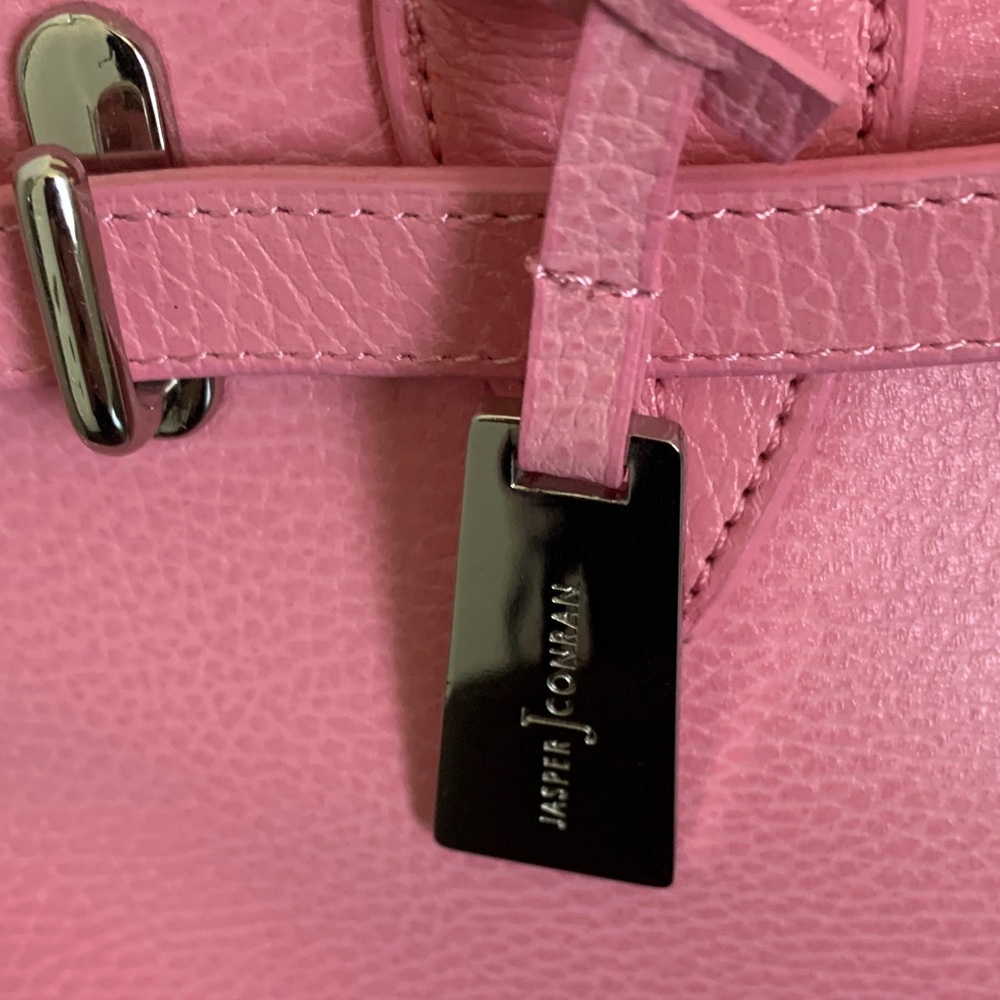 Vintage JASPER CONRAN Pink Leather Satchel with dust bag. - Picture 3 of 16